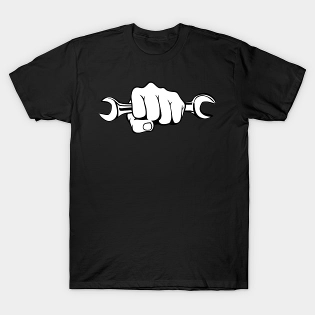 Wrench with fist T-Shirt by  The best hard hat stickers 